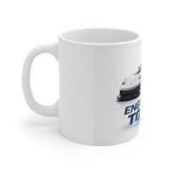 Engineered to Win Mug — Sports Car Coffee Cup for Racing Enthusiasts