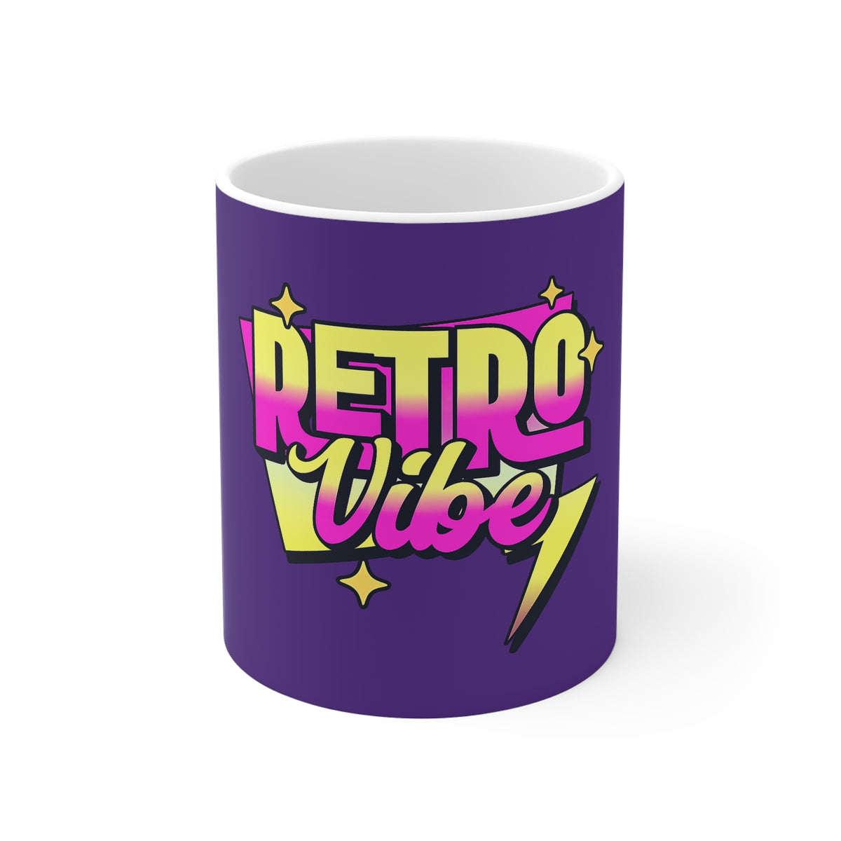 Retro Vibe Mug — 80s Neon Graphic Coffee Cup