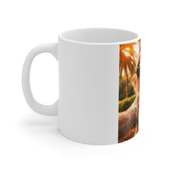 Funny Tropical Monkey Mug — Sunglasses & Hawaiian Shirt Coffee Cup