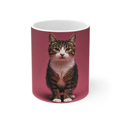 Cute Cat Portrait 11oz White Mug – Adorable Cat Art Coffee Cup for Cat Lovers