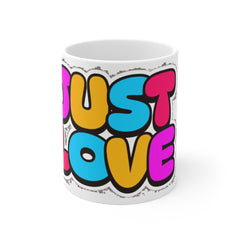 Just Love Colorful Mug — Retro Pop Art Coffee Cup