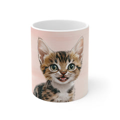 Cute Kitten 11oz White Mug – Adorable Cat Coffee Cup for Cat Lovers