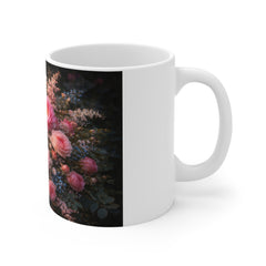 Floral Bouquet Coffee Mug — Pink Rose Garden 11oz Ceramic
