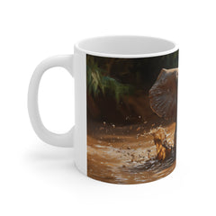 Elephant Play 11oz Coffee Mug — Cute Baby Elephant Splash Design