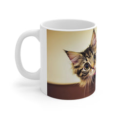 Cute Kitten 11oz White Mug – Adorable Cat Coffee Cup for Cat Lovers