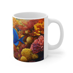 Underwater Reef Mug — Colorful Coral & Blue Tang Fish Coffee Cup